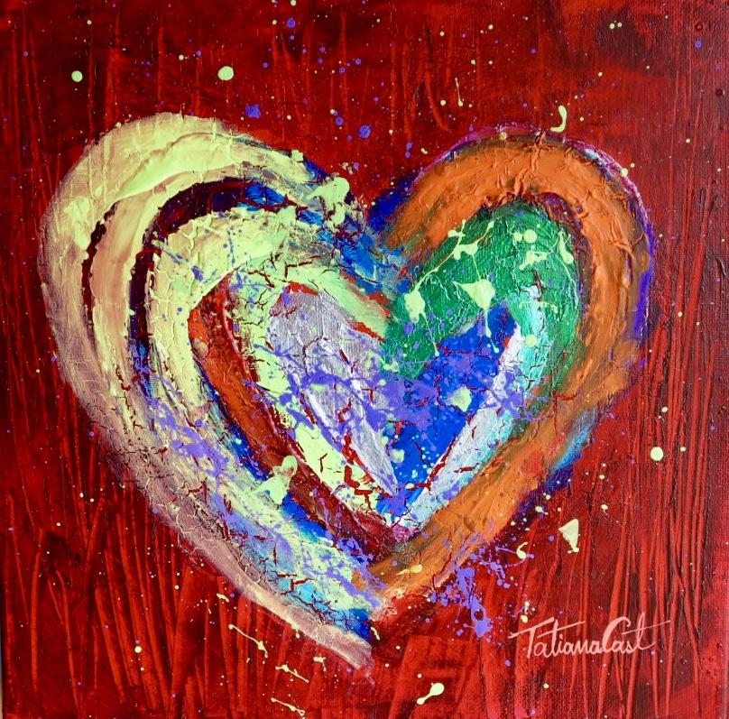 Colorful Heart 4' Original Painting