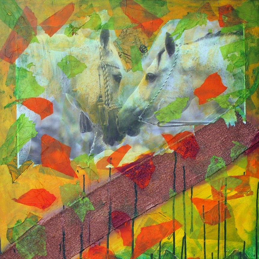 Horses in Love. A beautiful Mixed Media painting of two horses by Tatiana Cast 
