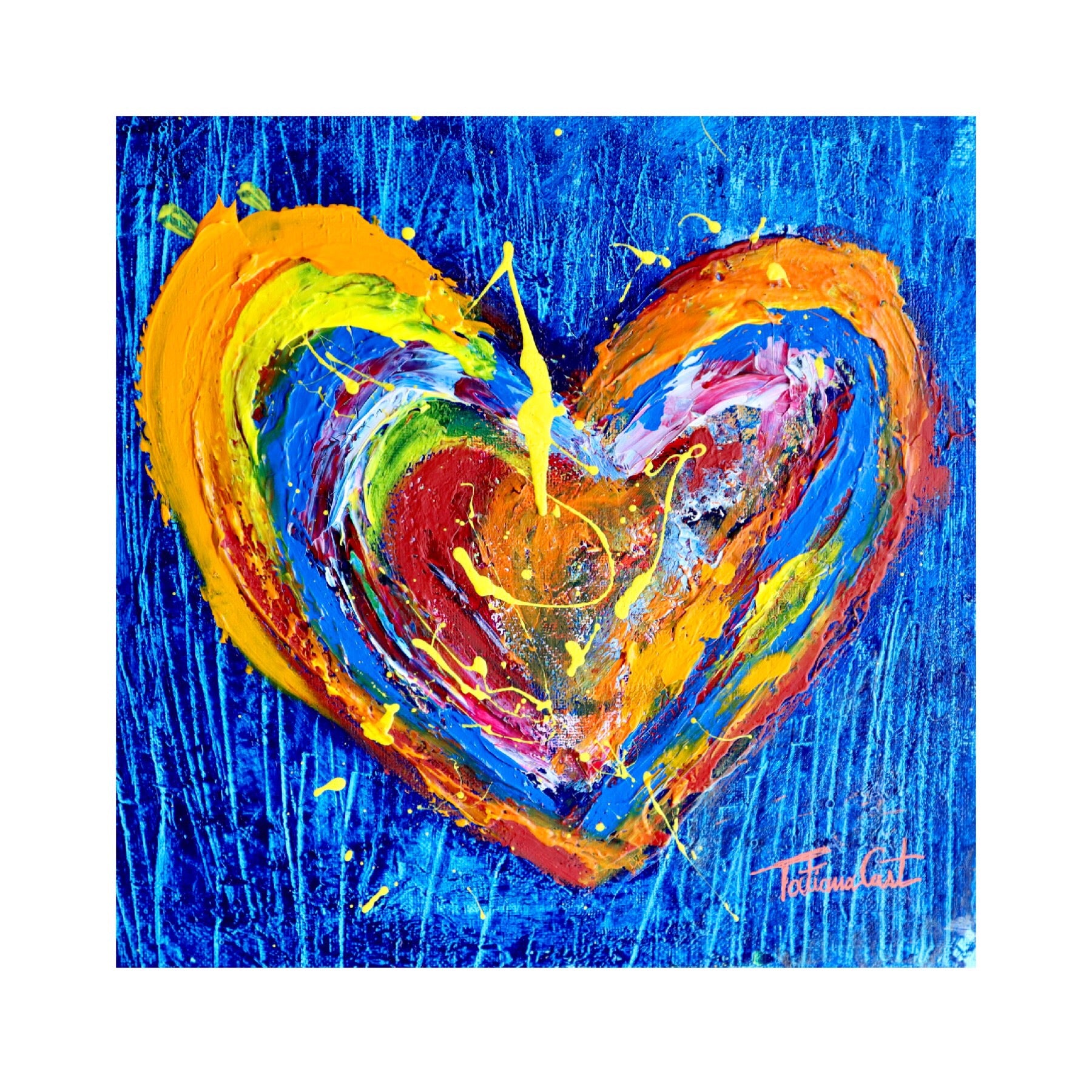 3' online Heart Colors Art Canvas Painting