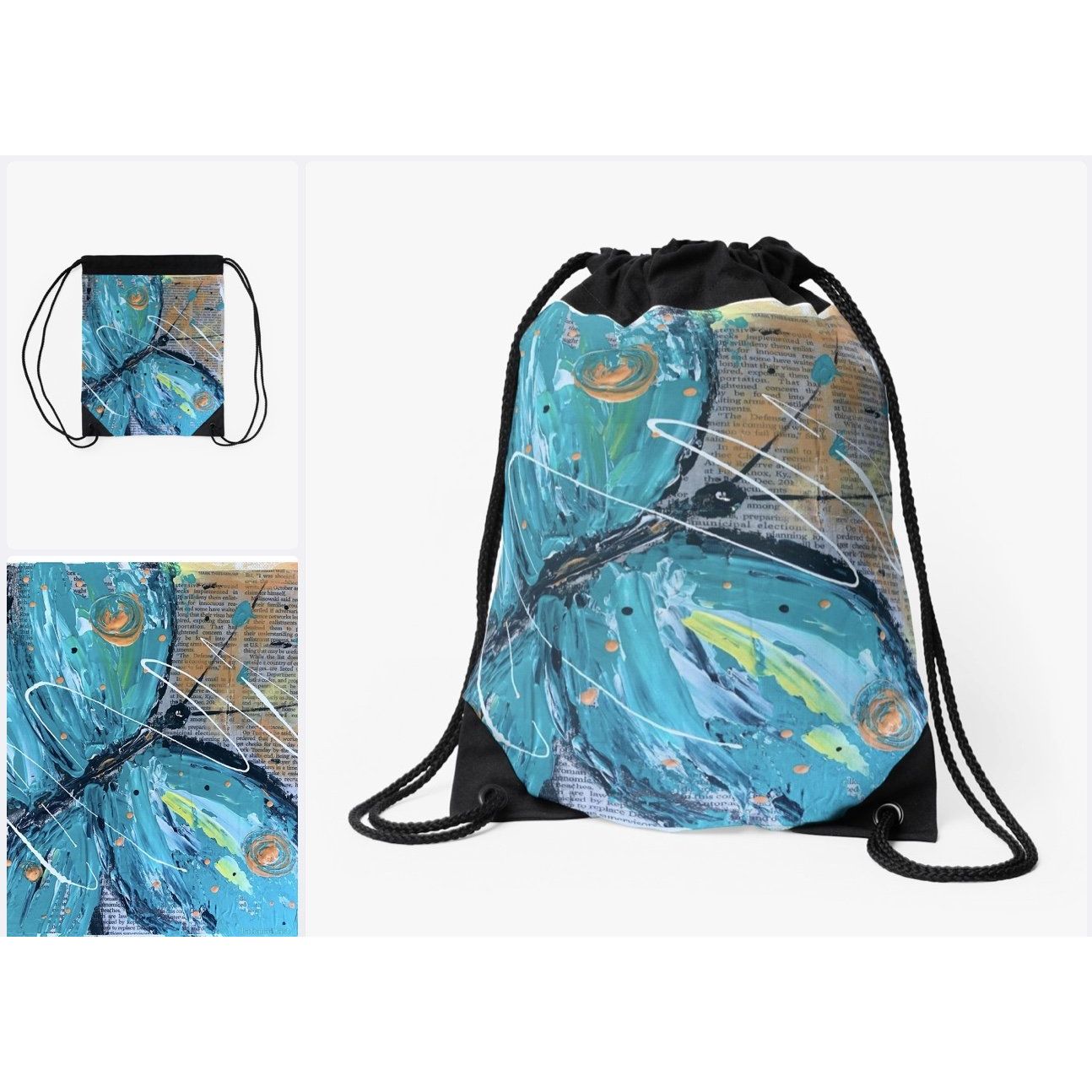 Blue Butterfly Drawstring Bag - TatianaCast