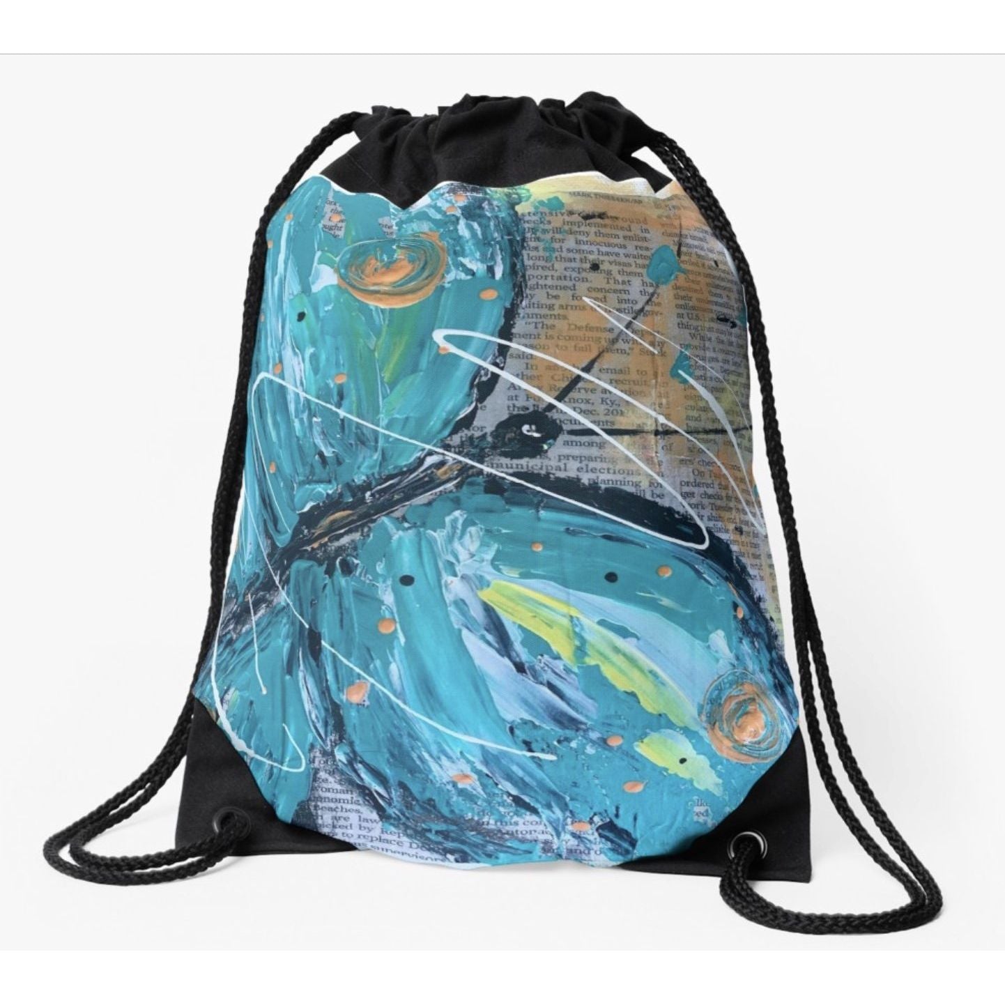 Blue Butterfly Drawstring Bag - TatianaCast