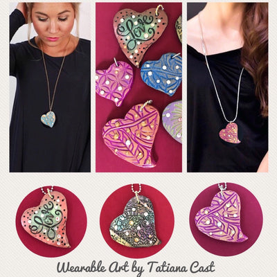 Wearable Art - Medium Heart Pendant -Love8 - TatianaCast
