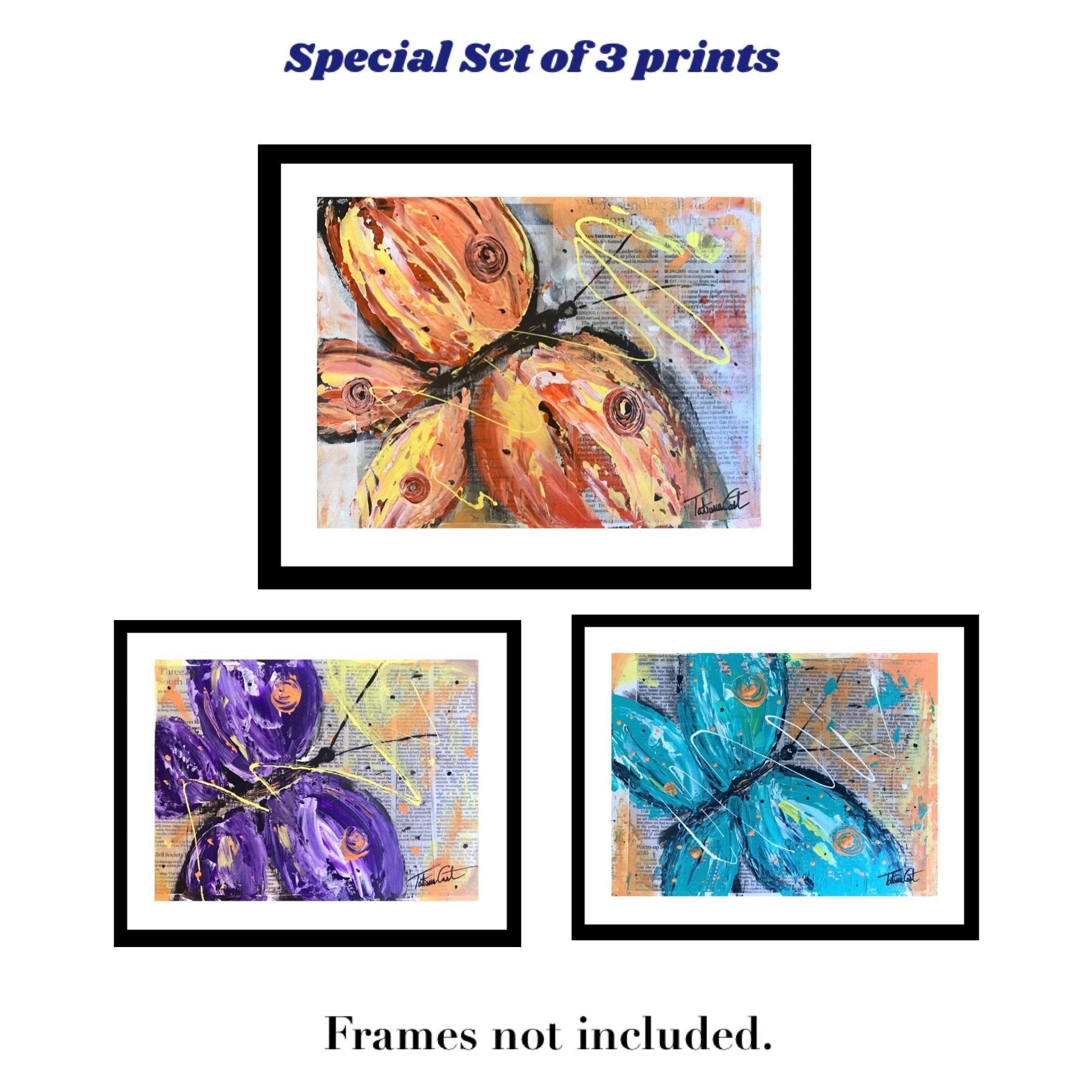 Butterfly Set of 3 -Prints - TatianaCast