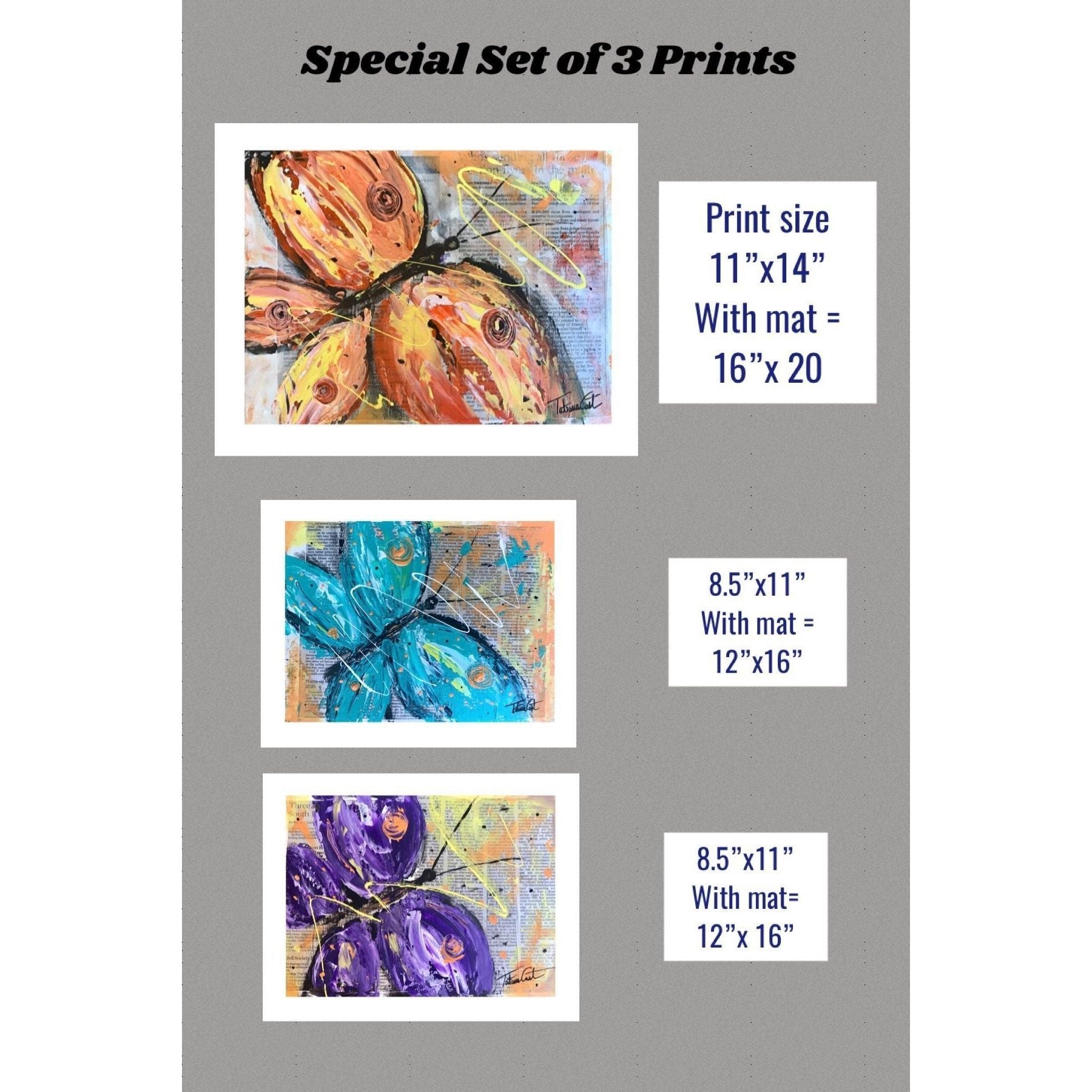 Butterfly Set of 3 -Prints - TatianaCast